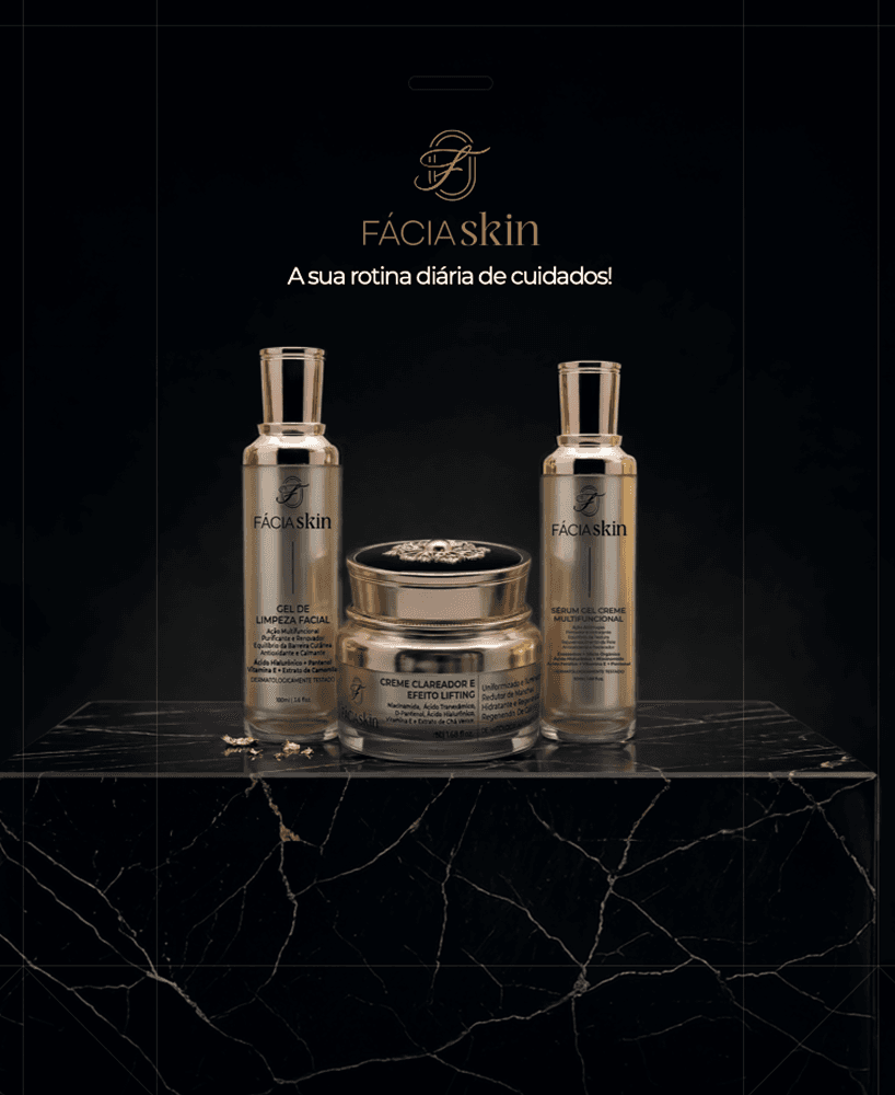 Kit FÁCIAskin com gel de limpeza, sérum gel creme e creme clareador
